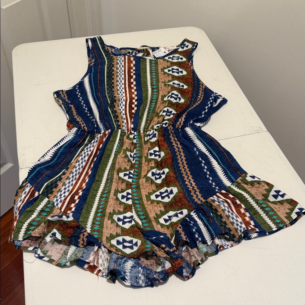 New Aztec Geometric Multicolor Pattern Open Back … - image 1